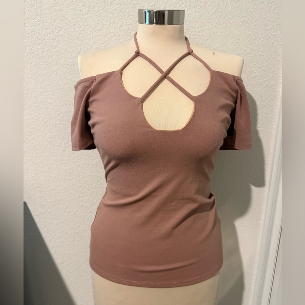 Cut Out Off The Shoulder Halter Top